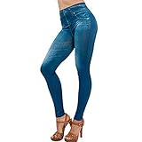 Eastabile Womens' Jeans Printed Slim Denim Jeggings Leggings Stretchy Pencil Pants (S, Blue)