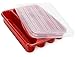 Zilpoo Flatware Storage Plastic Tray with Lid, Kitchen Cutlery Accessories Box, Utensil Drawer Organizer Container with Cover, Christmas Flatware Holder, College Dorm Room Organization Essentials, Red