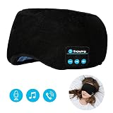 Sleeping Eye Mask Sleep Headphones,Lavince Travel Sleeping Headphones 5.0 Bluetooth Eye Mask Handsfree Music Sleep Eye Shades Headset Built-in Speakers Microphone Washable Black