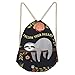 Upetstory Sloth Drawstring Backpack Gympack String Sack for Women Girls Beach Shopping Funky Follow Your Dreams Printed Gym Bags Sloth Gift
