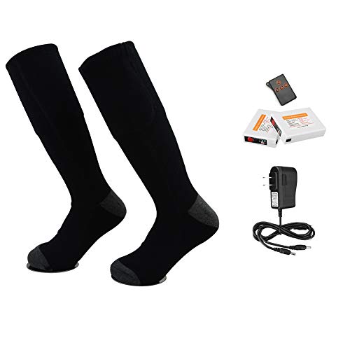 JINGOU Rechargeable Heated Socks Remote Control Electric Socks 3 Heating Settings Winter Thermal Socks for Women Men Outdoor Activities, Smart Li- Polymer Battery Socks