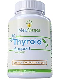 Thyroid Support Supplement with Iodine 120 Caps, 100% MONEY BACK GUARANTEE, Vitamin B12, Zinc, Ashwagandha - Energy, Metabolism, Mood & Weight loss Formula, MADE IN USA