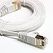 Tera Grand - 6FT - CAT7 10 Gigabit Ethernet Ultra Flat Patch Cable for Modem Router LAN Network, Gold Plated Shielded RJ45 Connectors, Faster Than CAT6a CAT6 CAT5e, White