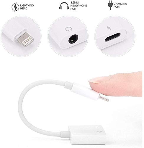 Headphone Jack Adapter for iPhone 11 3.5 mm Car Charger AUX 2 in 1 Earphone Audio Adapter Compatible with iPhone 7/7Plus/8/8Plus/X/XS/XR/10/XS MAX Dongle Accessory Connector Compatible All iOS Systems