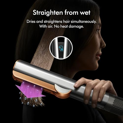 Dyson Airstrait Alisadora, Color Níquel/Cobre. Alisador de húmedo a seco | Sin placas calientes, Sin daño por el calor, Alisa de Húmedo a seco, Acabado lacio natural