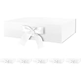 HAPPY POTATO 6 Large Gift Boxes with Ribbon 13.5x9x4.1 Inches, White Gift Boxes with Lids Large, Bridesmaid Proposal Boxes, L