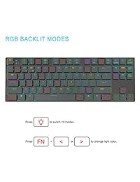 anidees Prismatic Ultra Slim Cable   Teclado inalámbrico para juegos Teclado con retroiluminación LED RGB Extra Delgado y ligero, Interruptores azules de bajo perfil, 87 teclas para MAC   diseño de Windows   AI KB PM87