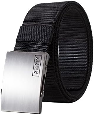 XAvoe Tactical Web Belt for Men Nylon Casual Outdoor Military Style 1 5/8" Width (Black, Waist Size 20" - 39")