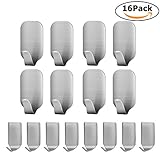 16 PCS Wall Hooks Hangers by Amoner, Heavy Duty Wall Hooks Stainless Steel Waterproof Hanger for Bathroom Kitchen Wardrobe Bedroom and Cabinets