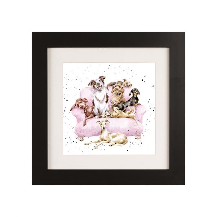 Wrendale Designs Dog Framed Picture in Wood Frame Movie Night (Black)