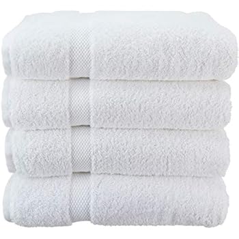 Wealuxe Cotton Bath Towels - Soft and Absorbent Hotel Towel - 27x52 Inch - 4 Pack - White