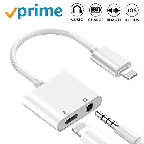 Headphone Jack Adapter Dongle for iPhone Xs/Xs Max/XR/ 8/11 Pro/X (10) / 7/7 Plus to 3.5mm Jack Converter Car Charge Accessories Cables & Audio Connector Earphone Splitter Adaptor Support All Systems