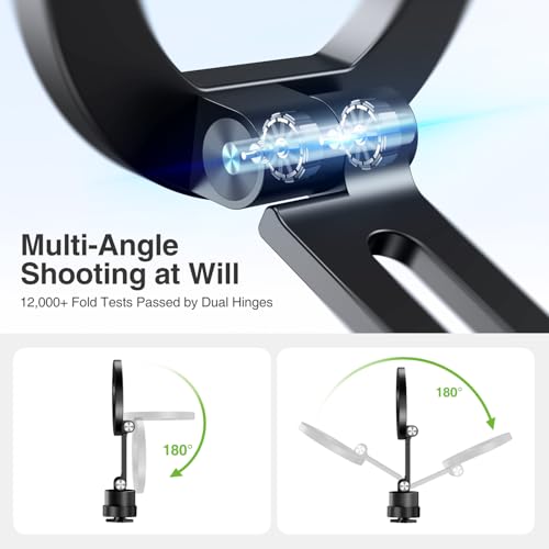 elitehood Magnetic Phone Tripod Mount for Magsafe, Aluminum iPhone Tripod Mount Adapter with 1/4” Screw, Cold Shoe Phone Mount for Camera, iPhone 16/15/14/13 Series