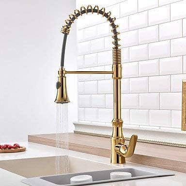 Wghz Kitchen tap with pull-out spout/gold spout Spout shower with thermostatic rain effect Kitchen mixer