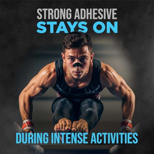 Athletic Nose Strips for Breathing – Flexible Nasal Strip for Comfortable Fit, Secure Hold, Non-Slip Adhesive Nose Tape, Sport and Sleep Nose Strips, 60 Count Nasal Expander Strips