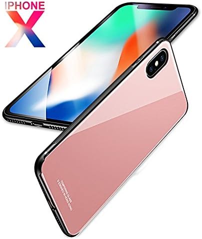 iPhone X Case,iPhone 10 Case Glass,McHock Luxury Soft TPU+Rigid Glass PC Back Cove Case &amp; Skid-proof Anti-Scratch Hybrid Case Cover For iPhone X(Pink)