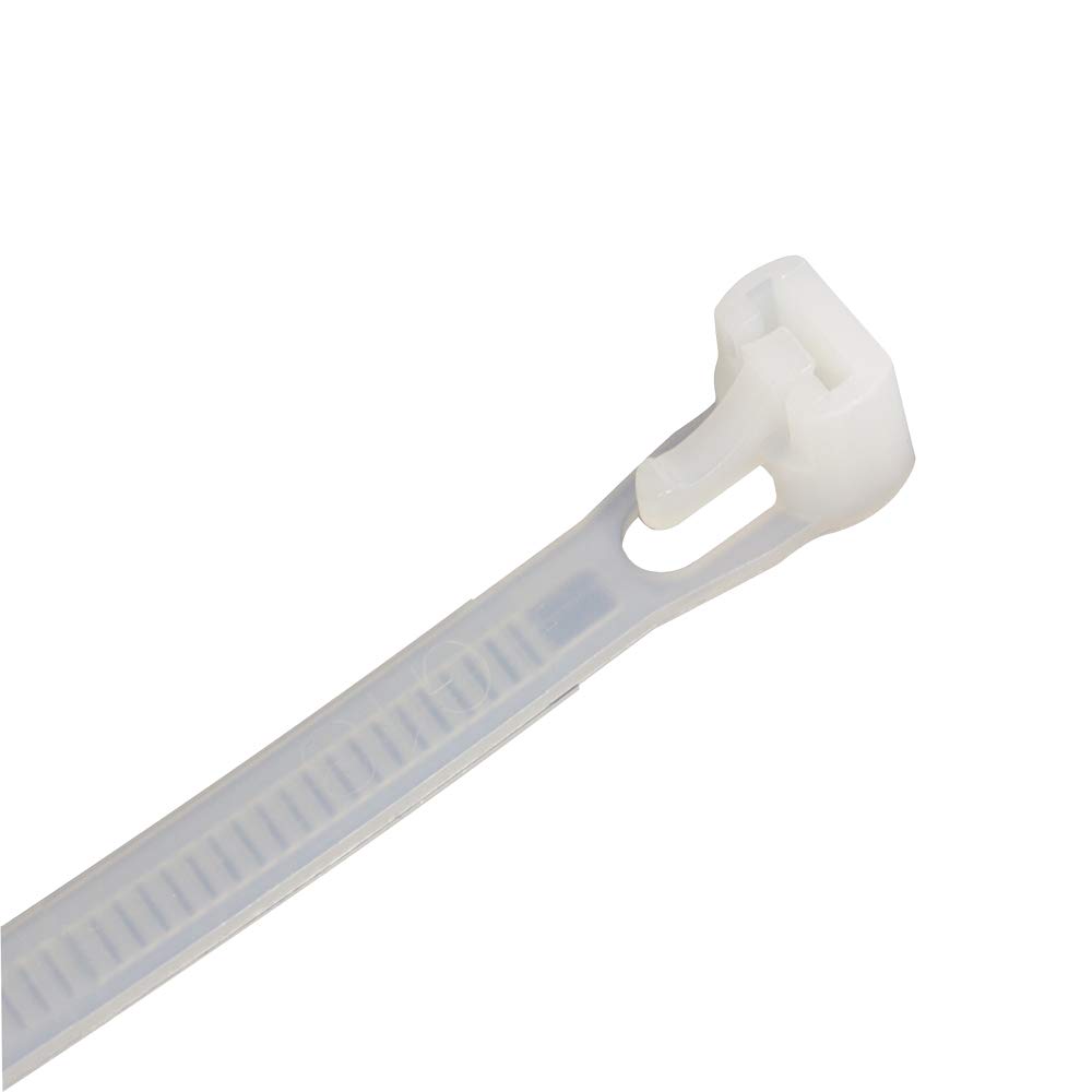 KafTon Releasable/Reusable Premium Cable Ties, 7.6mm x 300mm - Natural/White - 100 Pack