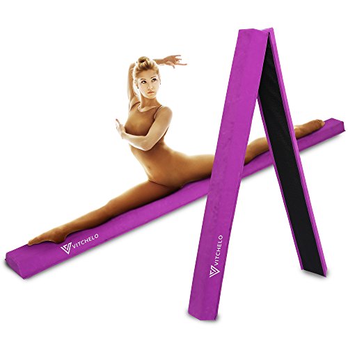 Folding Gymnastics Balance Beam 9ft Long for Kids Toddlers Training Indoor at Home - Build Confidence in Your Child Tumbling Practice Performance - Suede Floor Balancing Beam Lightweight Portable