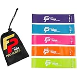 Resistance Loop Exercise Bands Pro Series - FlexPharm Medical Grade Set of 5 Light Medium Heavy For Fitness Workouts and Therapy Legs Glutes Shoulders Yoga Vibrant Colors