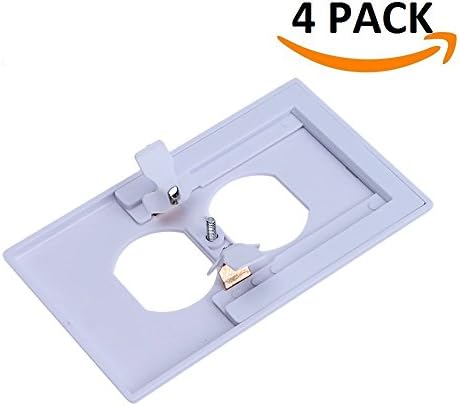 (4) Pack - Night Light Outlet Wall Plate with LED Night Light Sensor Included || Installs with a Outlet Lights with No Batteries Needed - Easy Install - (Duplex / White)