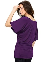 Lock and Love Blusa de manga corta para mujer, sólida, cuello redondo, cuello en V, XS - 5XL