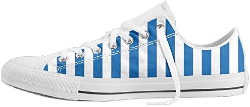 Danger Love NEW STYLE !! Lace Top Blue Stripes Lines Round-toe Shoes For Unisex White 35