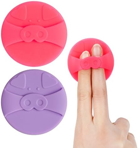 KOMICOS Cute Pig Silicone Makeup Sponge Puff with Finger Holder, Beauty Blender Applicator (2 Pack A)