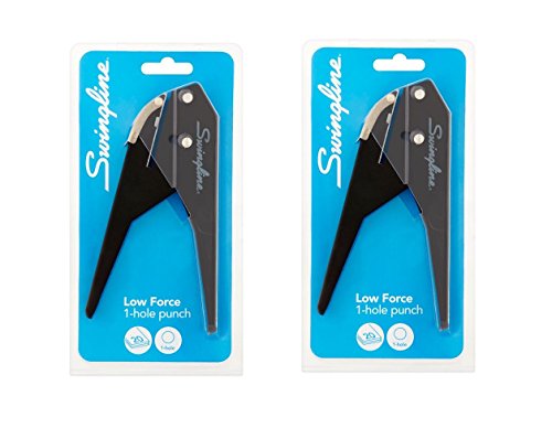 Swingline Low Force 1-Hole Punch, 20 Sheets, Black (A7074017) 2 Pack