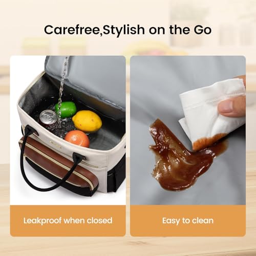 LOVEVOOK Insulated Lunch Bag Women,Wide Opening Adult Lunch Box Women,Large Leakproof Cooler Bag for Work Picnic Beach Family College,Lunch Teacher Tote Bag with Adjustable Shoulder Strap Cup Holder