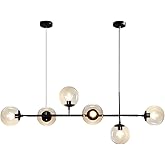 KCO Lighting 6-Light Modern Globe Sputnik Chandelier Mid Century Black Pendant Light Chandelier Dining Room Linear Pendant Li