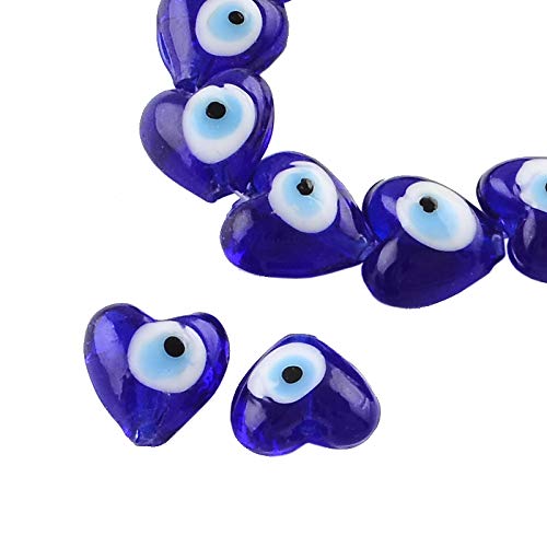 Nazar Boncuk Boncugu 14 mm Heart Blue Eye Evil Eye Turkish Lucky Charm Glass Beads Decoration Amulet Wall Decoration Baby Shower Sünnet bebek sekeri Pack of 12