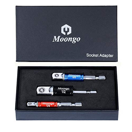 Moongo Tool Power Hand Tools Impact Sockets Adapter Set, Hex Square Nuts Driver Drill Socket Extension Bit Adapter Socket Wrench Adapter Set 1/4" 3/8" 1/2" drive - Thumbnail 5