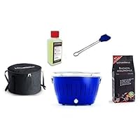  Lotusgrill Lotusgrill blau Edelstahl Stahl Kunststoff klein Camping Balkon Picknick ✔ rund ✔ tragbar rauchfrei ✔ Grillen mit Holzkohle ✔ für den Tisch 
