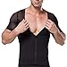 Tulucky Men's Short Sleeve Slimming Body Shirts Front Zipper Shaper Tank Tops (XXL, Black)
