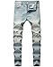 Boy's Light Blue Skinny Fit Ripped Destroyed Distressed Stretch Fashion Slim Jeans Pants
