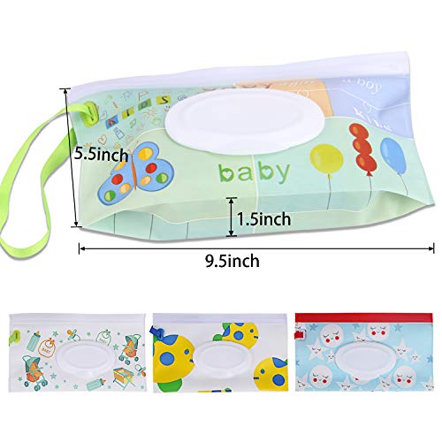 FEBSNOW 4 Pack Baby Wipes Container, Reusable Portable Wet Wipe Pouch