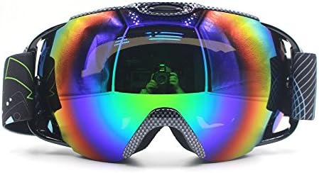 Ski Goggles, Ravifun Over Glasses Skate Snowboard Goggles with Hard Case UV Protection Dual Lens for Men Women &amp; Youth Snowmobile Skiing Skating, Snake Skin
