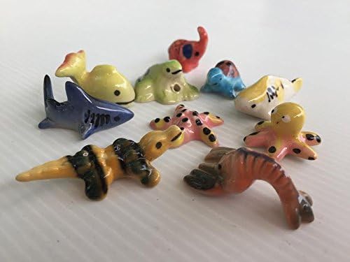 MitSport,9 PCS Great friends, (FREE Elephant cute).Ceramic Figurine Animal Handmade Miniature Dollhouse,ceramic animals decoration
