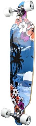Yocaher Beach Series Complete Drop Through Skateboards Longboard w/Black Widow Premium 80A Grip Tape Aluminum Truck ABEC-9 Bearing 70mm Skateboard Wheels