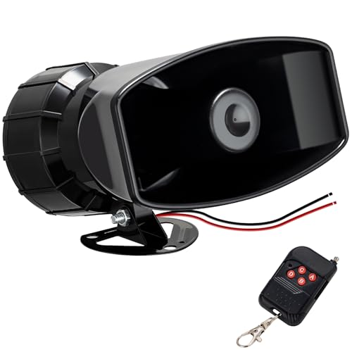 BANHAO Alarm Horn Siren PA Speaker Mic System, 100w 12v 7 Sound Loud Car Alarm Police Horn Police Car Siren Horn Speaker System Emergency Amplifier Alarm Kit Horn for 12V Truck Lorry Boat Car