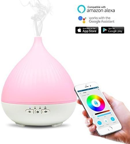 Yakuin Essential Oil Diffuser, Humidifier Alexa, 300ML Smart Aroma Diffuser, WiFi Ultrasonic Aroma Cool Mist Humidifier, Air Purifier, Voice Command Control, 7 Color Lights Waterless Auto Shut-Off