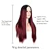 MERISIHAIR Wine Red Long Straight Hair Synthetic Wigs Heat Resistant Party Cosplay Ombre Color for Women