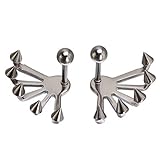 Penderie Front & Back Earrings Unique Stainless Steel Silver Ear Studs Earbobs Ear Clips, 1 Pair