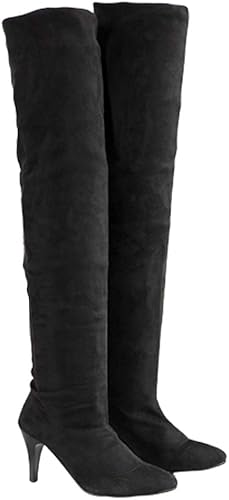 cone heel thigh high boots