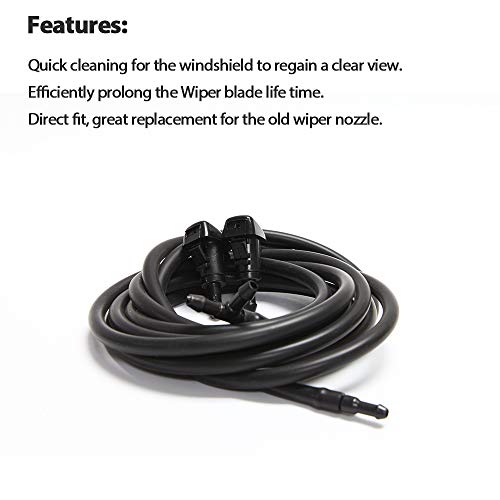 GOHAWKTEQ Windshield Washer Nozzles Kit, for Chrysler, Dodge, Jeep, Ram Washer Jet and Fluid Hose with Connector
