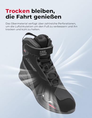 KEMIMOTO Men's Motorcycle Shoes, CE Certified, Motorcycle Shoes, Reinforced Gear Lever Pad Made of TPR Material, Motorcycle Boots Men Breathable and Wear-Resistant, Ankle Protection