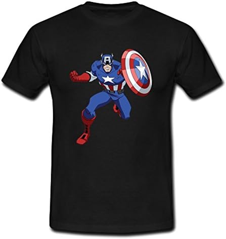 MsMr Men's Captain America Custom Short Sleeve Tee / Big Tall T Shirt(Black,4XL)