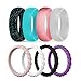 DSZ Silicone Wedding Ring for Women, Mixed Classic & Thin Rubber Band for Sports & Active Women's (Metallic Pink, Silver, Black, Turquoise, Sandpink, Turquoise, Royal Black, White, 5)
