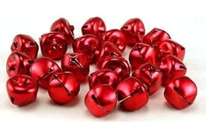 PRESENT AVENUE Pack of 50 pcs 1 Inch Christmas Jingle Bells, Metal, for Holiday Decoration and DIY Craft Bells (Red)
