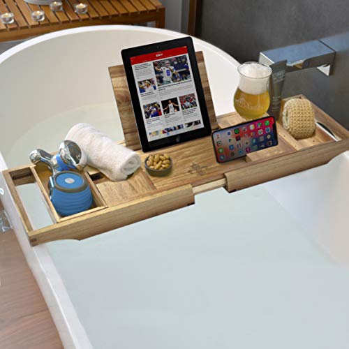 Acacia Bath Caddy Tray & Laptop Bed Desk Original Patented 2 In 1 Innovative Design Transforms